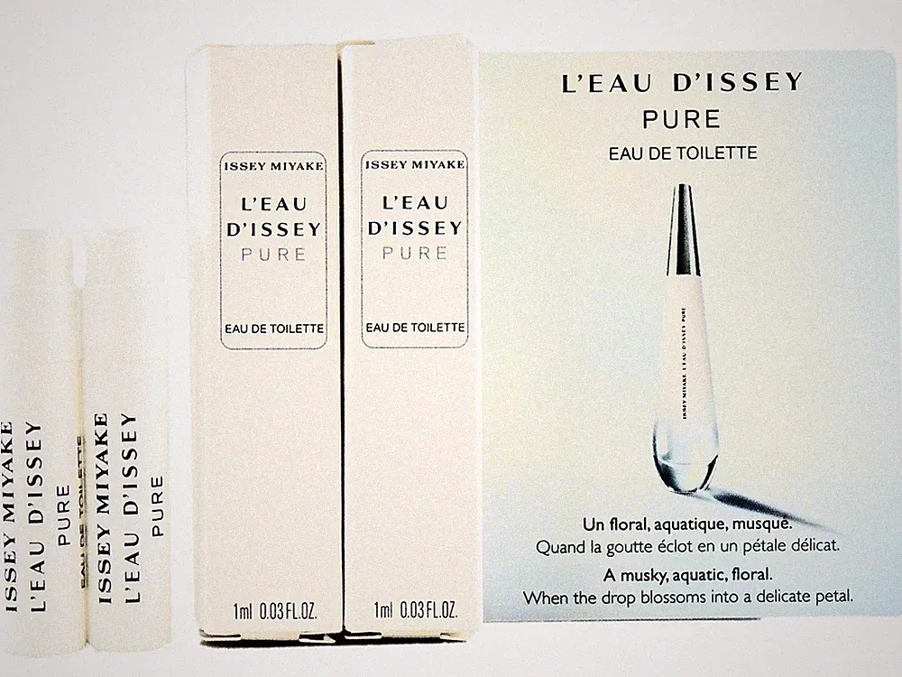 ISSEY MIYAKE L'EAU D'ISSEY PURE EDT 1.0ml .03oz x 2 PERFUME SPRAY SAMPLE VIALS